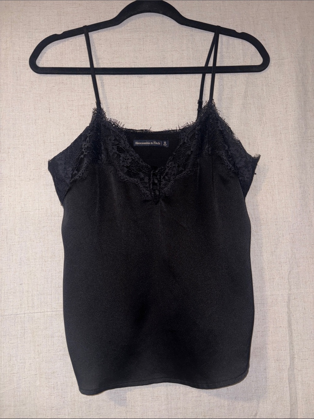 Abercrombie & Fitch Black Lace-Trim Satin Camisole